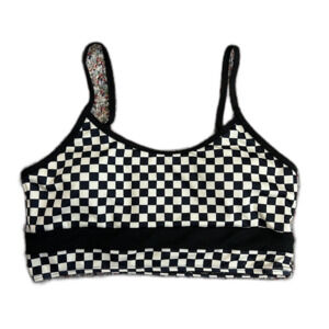 Pink Lily Women's NWOT Black White Check Sleeveless Cropped Bralette Top Size XL